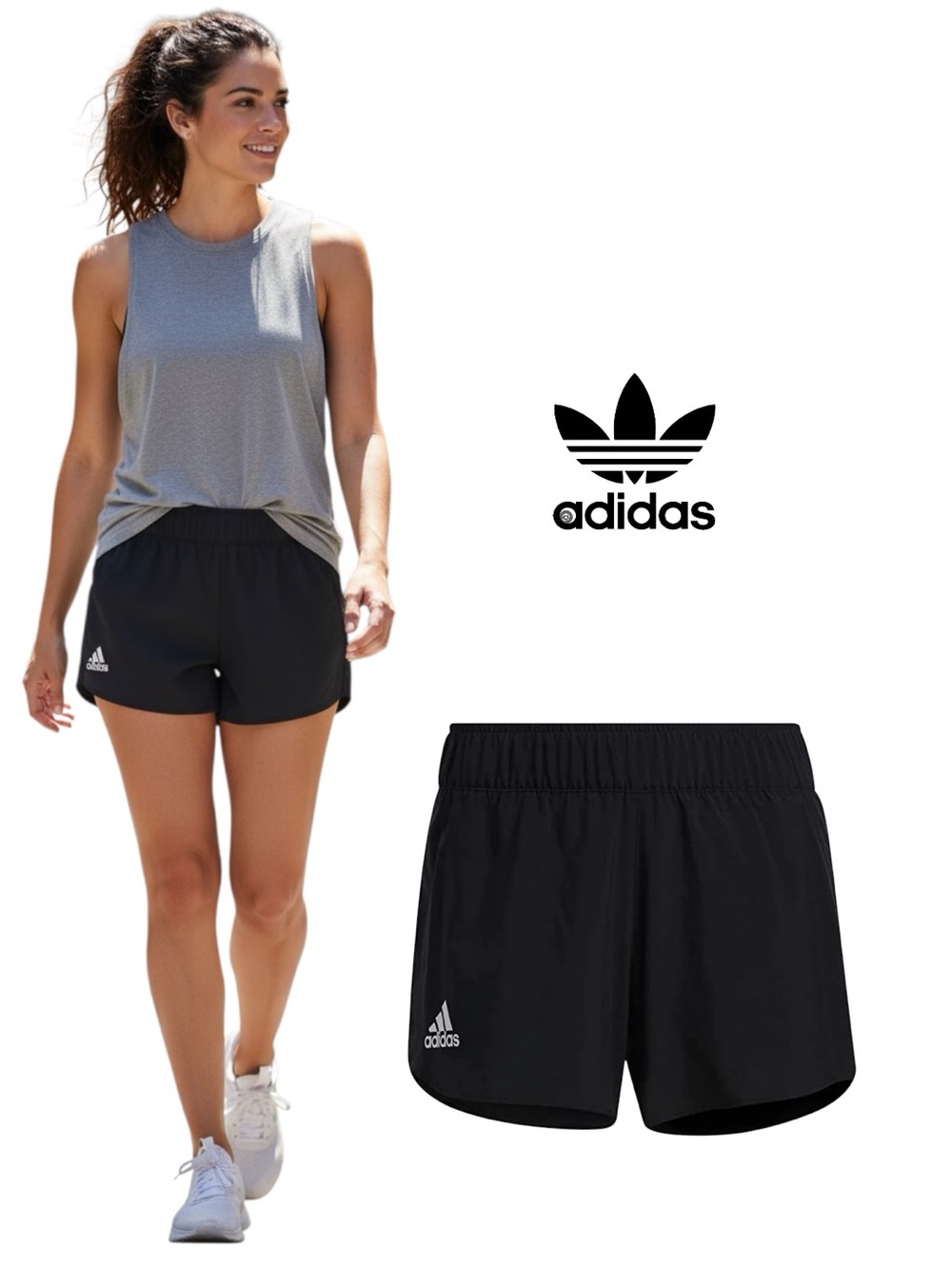 adidas Black Athletic Shorts for Women - Elastic Waist